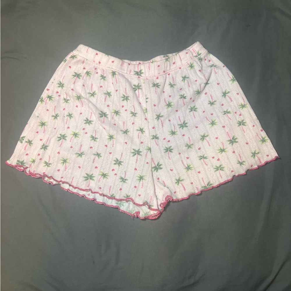 Tropical Print Knit Pajama Shorts